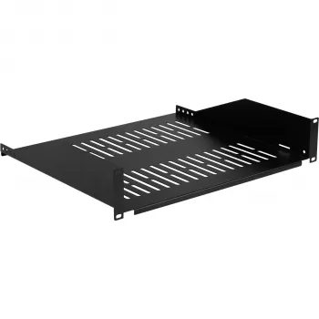 EFB Elektronik 19 inch 2U fast rackhyllplan, 400 mm djup, 22 kg belastning, svart RAL 9005