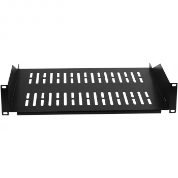 EFB Elektronik 19 inch 2U fast rackhyllplan, 400 mm djup, 22 kg belastning, svart RAL 9005