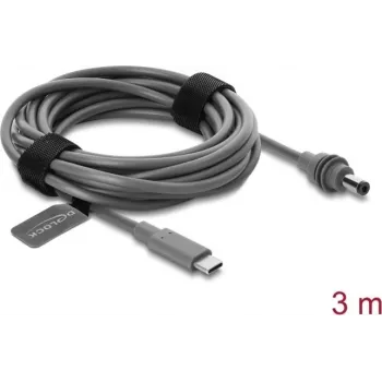 Delock USB Type-C™ till DC 5,5 x 2,1 mm strömkabel för Starlink Mini, 3 m, grå