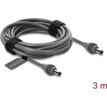Delock 91824 DC 5,5 x 2,1 mm till DC 5,5 x 2,1 mm strömkabel för Starlink Mini, 3 m, grå