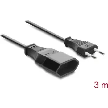 Delock eurokontakt förlängningskabel CEE 7/16 hane till hona 2 x 0,75 mm², 3 m, svart