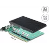 Delock PCI Express 5.0 x16-kort till 4 x interna NVMe M.2 Key M med kylfläns - bifurkation
