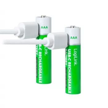 LogiLink LR03RCB2 USB-C laddningsbara AAA Li-Ion-batterier, 1,5V, 2-pack