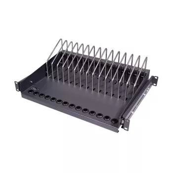 LogiLink SF100B 19 inch 1U utdragbart hyllplan för bärbara datorer, surfplattor och smartphones, svart