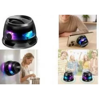 LogiLink SP0073 portabel Bluetooth 5.4 TWS-högtalare med magnetsugfot, LED-belysning, IPX5 stänkskydd, svart