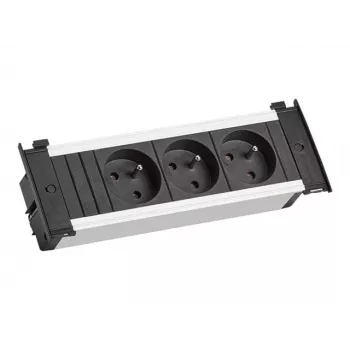 Bachmann Kapsa S skrivbordsintegrerad uttagslist - 3 uttag typ E, 0,2 m kabel, svart/silver