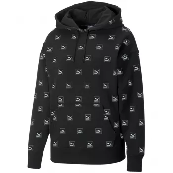 PUMA Brand Love AOP Hoodie FL svart 535706 01 herr relaxed fit all-over-print tröja