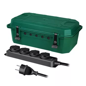 LogiLink utomhusströmfördelardosa med 4-fack grenuttag, IP54, grön, 2 m kabel