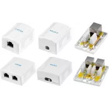 LogiLink Cat.6A skärmat utanpåliggande uttag, 1x RJ45, vit RAL 9003, 10G, verktygsfritt, PoE++