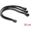 Delock fläktsplitterkabel 1 x 4-pin PWM hona till 2 x 4-pin PWM hane (andra med 3 pins anslutna) flätad slang 30 cm svart