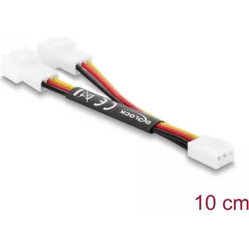 Delock Y-fläktkabel 1 x 3-pin hona till 2 x 3-pin hane 10 cm