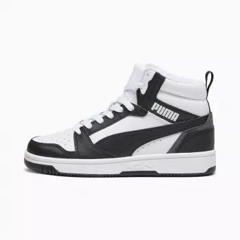 Puma Rebound V6 Mid barnsneaker vit svart 393831 01 storlek 38