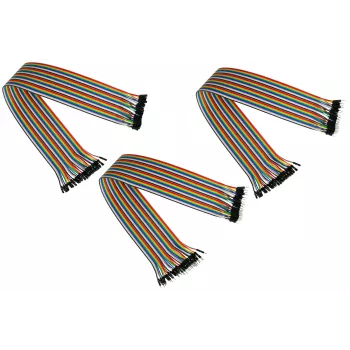 Kabelmeister 40-pin jumper wire-set, 3 band (hane-hane, hona-hona, hane-hona), 20 cm, 24 AWG, regnbågsfärger, för Arduino, Raspberry Pi, breadboard
