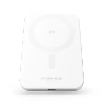 Vonmählen Evergreen Mag magnetisk powerbank 5000 mAh, Qi2 20 W, vit
