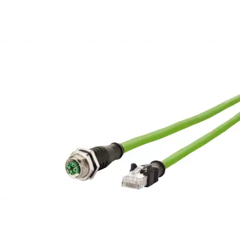 METZ CONNECT 142M2X25100 industriell Ethernet-kabel – 10 m Cat 6a S/FTP, M12 X-kodad kontakt till RJ45-kontakt, halogenfri grön