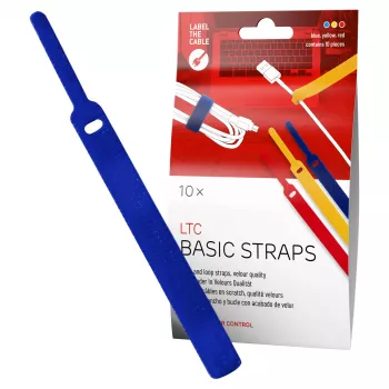 LABEL THE CABLE LTC BASIC STRAPS kardborreband för kabel, 17 cm, 10-pack, flerfärgad (blå, gul, röd)
