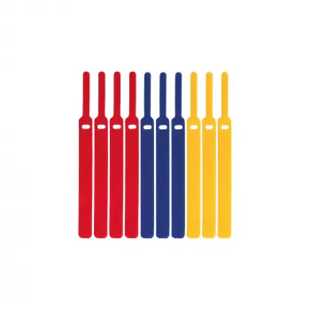 LABEL THE CABLE LTC BASIC STRAPS kardborreband för kabel, 17 cm, 10-pack, flerfärgad (blå, gul, röd)
