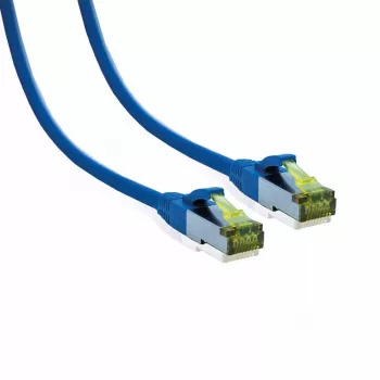 IT-BUDGET Full Copper Premium patchkabel Cat.6A med Cat.7 råkkabel 600 MHz halogenfri PoE+ 10Gbps blå 3m