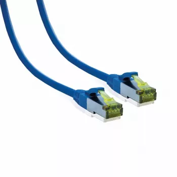 IT-BUDGET Full Copper Premium patchkabel Cat.6A med Cat.7 råkkabel 600 MHz halogenfri PoE+ 10Gbps blå 3m