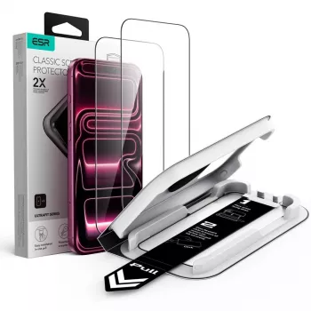 ESR Ultra-Fit Classic härdat glasskärmskydd 2-pack för iPhone 17 Pro / 18 Pro - svart