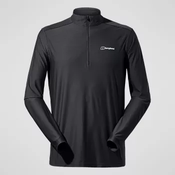 Berghaus 24/7 Tech Tee LS HZ herr långärmad tröja med halv dragkedja, djupsvart