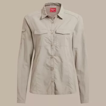 Craghoppers NosiLife Adventure LS Shirt III dam reseskjorta - Soft Mushroom, XS