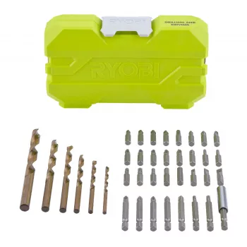 Ryobi RAK38SDD 38-delars borr- och skruvdragarbitsset med 24 x 25mm skruvdragarbits, HSS- och stenborrbits, hylshållare, magnetisk hållare och väska
