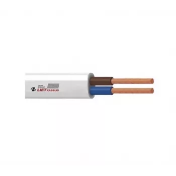 H05VVH2-F 2x1 mm² vit flexibel PVC-plattkabel, tvillingkabel, 50m