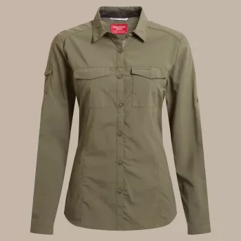 Craghoppers NosiLife Adventure LS Shirt III dam långärmad insektsskyddsskjorta, Wild Olive, storlek M