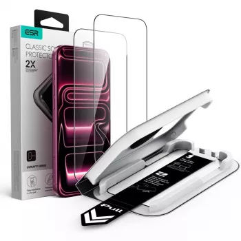 ESR UltraFit Classic härdat glas skärmskydd 2-pack för iPhone 17 Pro Max / 18 Pro Max – svart