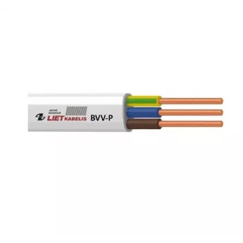 BVV-P 2x2,5 mm² vit PVC-plattkabel, 25 m rulle, 450/750 V