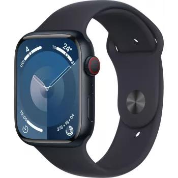 Apple Watch 9 GPS + Cellular 45mm, midnatt, Sport Band M/L (MRMD3ET/A)