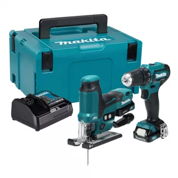 Makita CLX252SAJ 12V max CXT batterikombiset med borrskruvdragare DF333D, slagskruvdragare TD110D, 2x 2,0Ah batterier, laddare och Makpac-väska