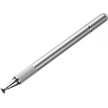 Baseus Golden Cudgel pekpenna för kapacitiva pekskärmar, dubbelspets med transparent skiva och ledande fiber, silver
