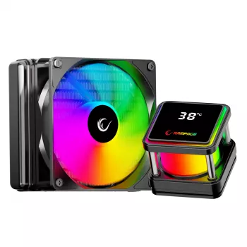 Rampage INFINITE V120 ARGB 120mm vätskekylare för CPU med temperaturdisplay, svart