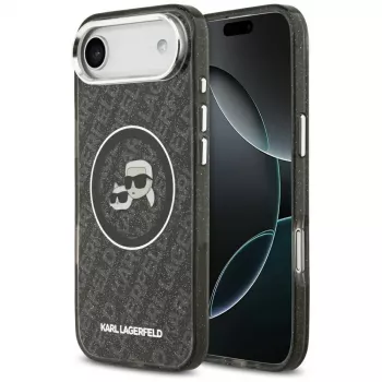 KARL LAGERFELD IML Glitter Karl & Choupette Heads Logo MagSafe-skal för iPhone Air, svart
