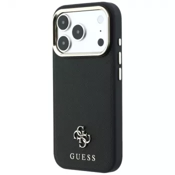 Guess Saffiano Small 4G & Classic Logo MagSafe-skal för Apple iPhone 17 Pro Max / 18 Pro Max - svart