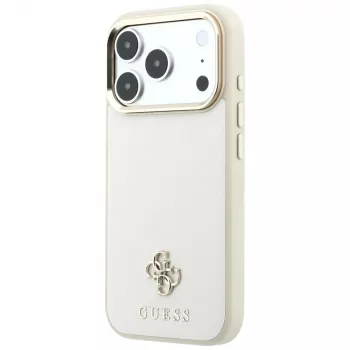 GUESS Saffiano Small 4G & Classic Logo MagSafe-skal för iPhone 17 Pro Max / 18 Pro Max - beige