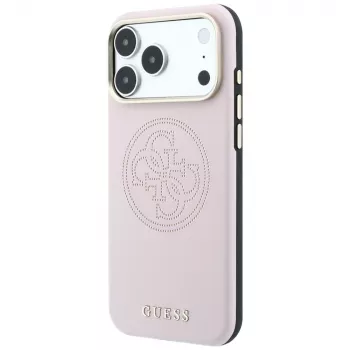 Guess Perforated 4G Gold Logo MagSafe-skal för iPhone 18 Pro / 17 Pro - rosa