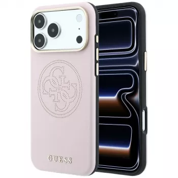 Guess Perforated 4G Gold Logo MagSafe-skal för iPhone 18 Pro Max / 17 Pro Max - rosa