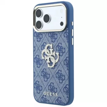 GUESS 4G & Big Strass Logo hårt skal för iPhone 18 Pro / 17 Pro - blå