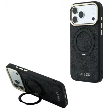Guess Ring Stand 360 4G Classic Logo MagSafe-skal för iPhone 18 Pro / 17 Pro, svart