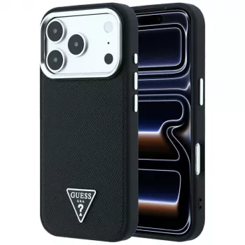 Guess Grained Triangle Logo MagSafe-skal för iPhone 17 Pro / 18 Pro - svart