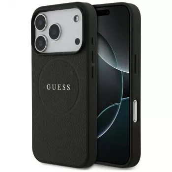 Guess Grained Gold Ring MagSafe-skal för Apple iPhone 17 Pro / 18 Pro, svart