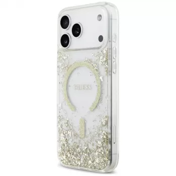 Guess Resin Bottom Glitter MagSafe-skal för iPhone 18 Pro Max / 17 Pro Max, guld
