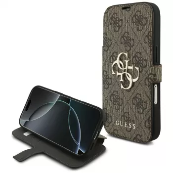 Guess Book 4G Metal Logo skal för Apple iPhone 18 Pro / 17 Pro – brun