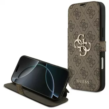 Guess Book 4G Metal Logo folioskal för iPhone 18 Pro Max / 17 Pro Max – brun