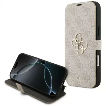 GUESS Book 4G Metal Logo folioskal för iPhone 18 Pro Max / 17 Pro Max – rosa