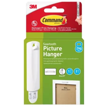 3M Command bildupphängare för sågtandsupphängning, 1 krok + 2 remsor, vit (7100336642)