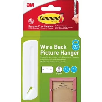 3M Command bildhängare för ramar med trådupphängning, 1 krok + 2 remsor, vit (7100337033)
